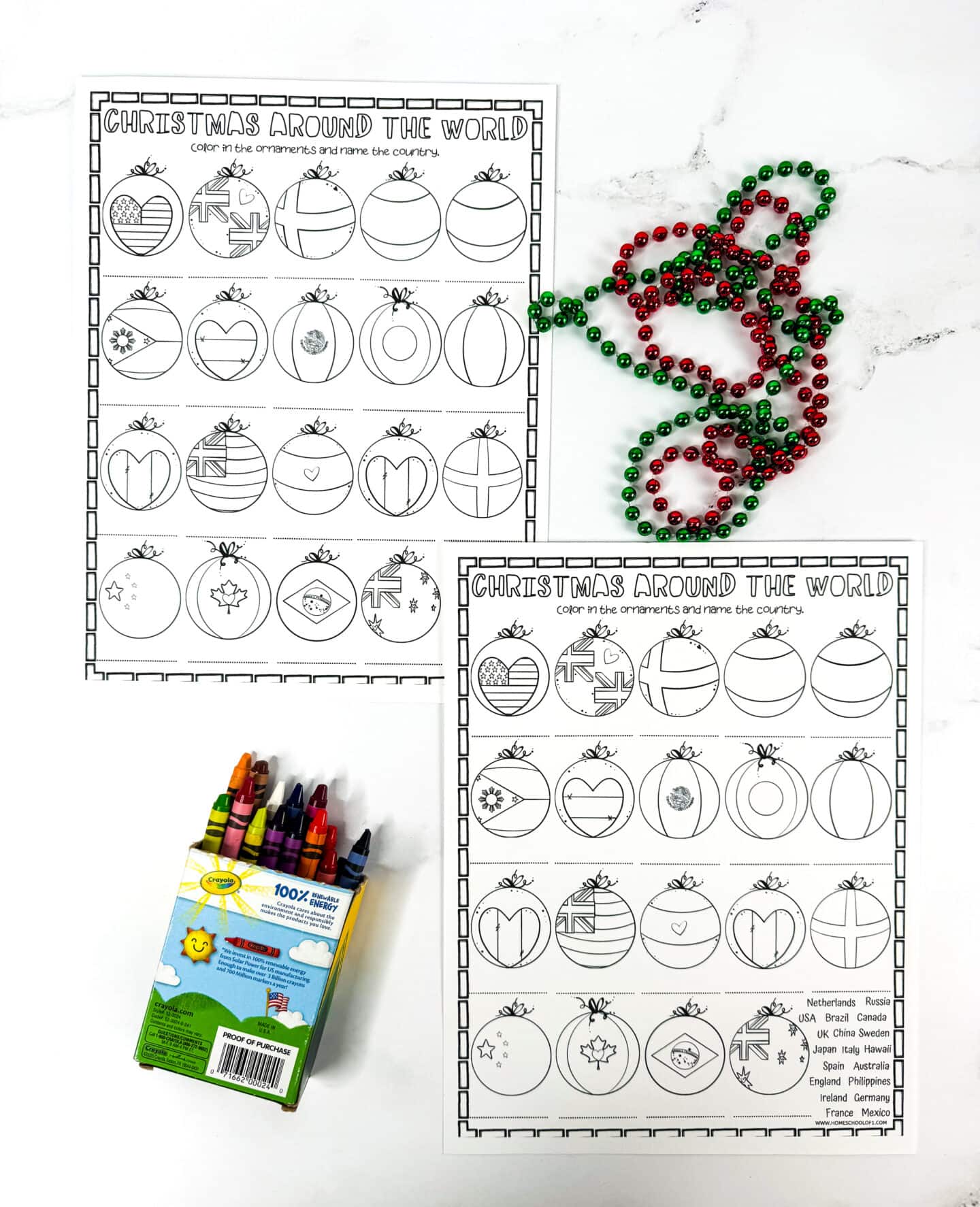 free christmas around the world worksheet